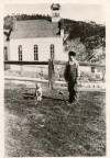 Wes Groshong next to Galena Catholic Church