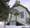 front of the school in snow
